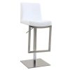 Chaise & Tabouret Miliboo Tabouret De Bar | Tabourets De Bar Relevables Blanc Et Acier Chrom (Lot De 2) Kyle