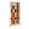 Bureau Miliboo | Biblioth Que Scandinave En Bois Clair Ch Ne Et Blanc L90 Cm Abel