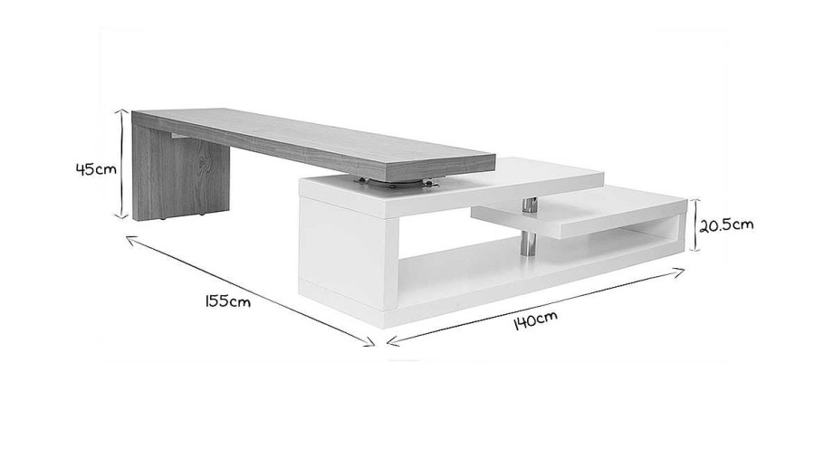 Rangement Miliboo Meuble Tv Design | Meuble Tv Design Modulable Blanc Et Bois Clair Ch Ne L215 Cm Max