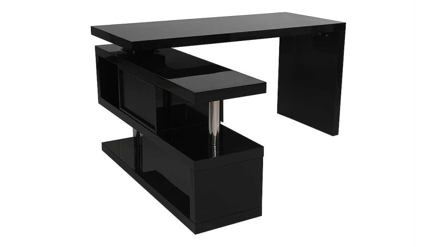 Bureau Miliboo Bureau Design | Bureau Modulable Design Avec Rangements 2 Tiroirs Noir Laqu L140-218 Cm Max