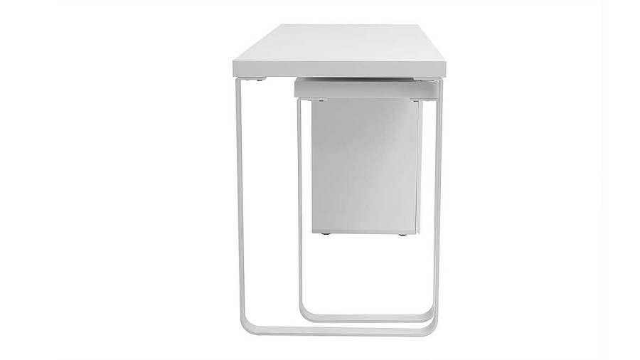 Bureau Miliboo Bureau Design | Bureau Modulable Avec Rangements Design Blanc Brillant L150-230 Cm Voxy