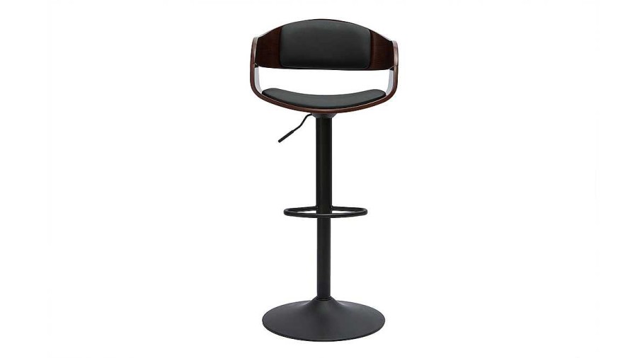 Chaise & Tabouret Miliboo Tabouret De Bar | Tabouret De Bar Design R Glable Noir Et Bois Fonc Eustache