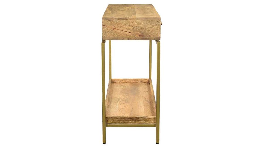 Table Miliboo | Console Avec Rangements 2 Tiroirs Bois Manguier Massif Et M Tal Dor L110 Cm Octavie