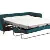 Canap & Fauteuil Miliboo Canap Convertible | Canap Convertible Scandinave 3 Places En Tissu Bleu Paon Et Bois Clair Avec Matelas 10 Cm Creep