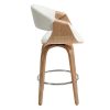 Chaise & Tabouret Miliboo Tabouret De Bar | Tabouret De Bar Design Blanc Et Bois Clair 65 Cm Aramis