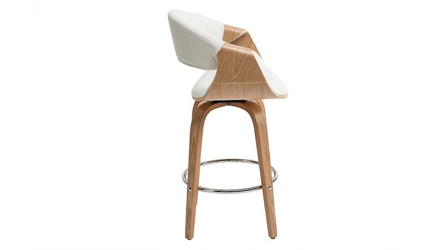 Chaise & Tabouret Miliboo Tabouret De Bar | Tabouret De Bar Design Blanc Et Bois Clair 65 Cm Aramis