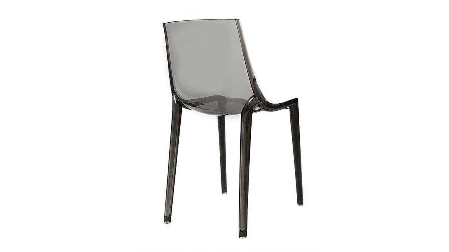 Chaise & Tabouret Miliboo Chaise Design | Chaises Design Empilables Gris Transparent Int Rieur - Ext Rieur (Lot De 2) Yzel