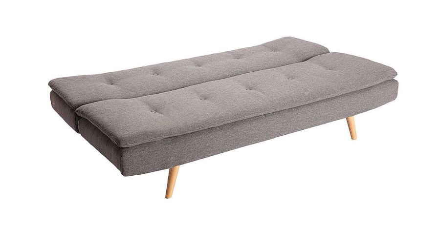 Canap & Fauteuil Miliboo Canap Convertible | Canap Convertible Scandinave 3 Places En Tissu Gris Fonc Et Bois Clair Senso