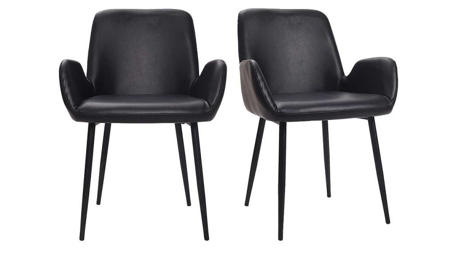 Chaise & Tabouret Miliboo Chaise Design | Chaises Vintage Noires (Lot De 2) Tika