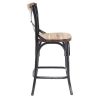 Chaise & Tabouret Miliboo Tabouret De Bar | Tabouret De Bar Industriel En Bois Et M Tal Vieilli Noir 65 Cm Jake