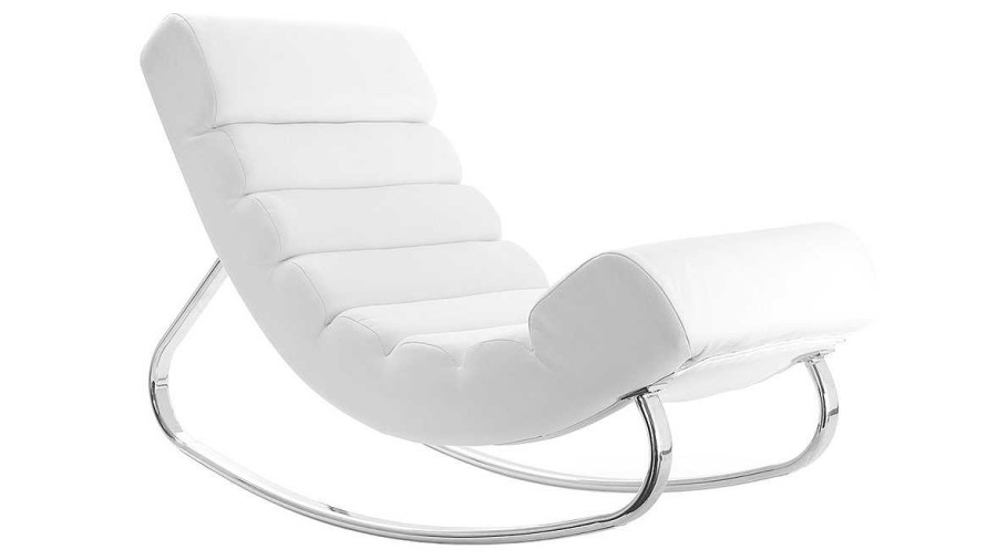 Canap & Fauteuil Miliboo Rocking Chair | Rocking Chair Design Blanc Et Acier Chrom Taylor