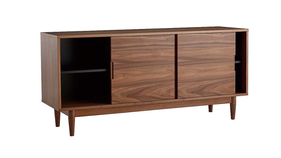 Rangement Miliboo | Buffet En Bois Fonc Noyer 3 Portes Coulissantes L160 Cm Rydd