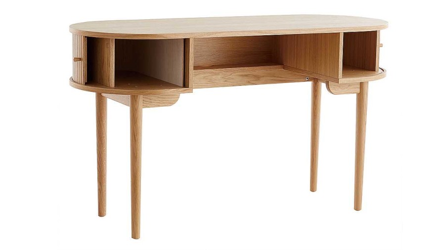 Bureau Miliboo Bureau Design | Bureau Vintage Avec Rangements Portes Coulissantes Bois Clair Ch Ne L130 Cm Epic