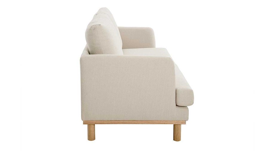 Canap & Fauteuil Miliboo Canap Design | Canap Scandinave 3 Places En Tissu Beige Et Bois Clair Hobart