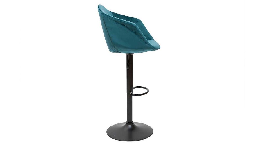 Chaise & Tabouret Miliboo Tabouret De Bar | Tabourets De Bar R Glables Pivotants 360° En Velours Bleu P Trole Et M Tal (Lot De 2) Taya