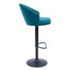 Chaise & Tabouret Miliboo Tabouret De Bar | Tabouret De Bar Design R Glable Et Pivotant En Tissu Velours Gaufr Bleu Canard Izaac