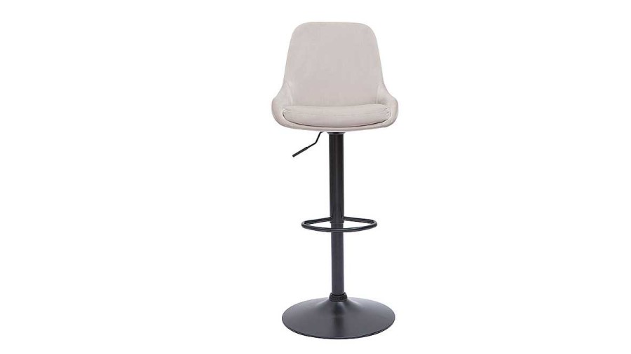 Chaise & Tabouret Miliboo Tabouret De Bar | Tabourets De Bar Design R Glables En Tissu Velours Taupe Et M Tal Noir 360° (Lot De 2) Holo