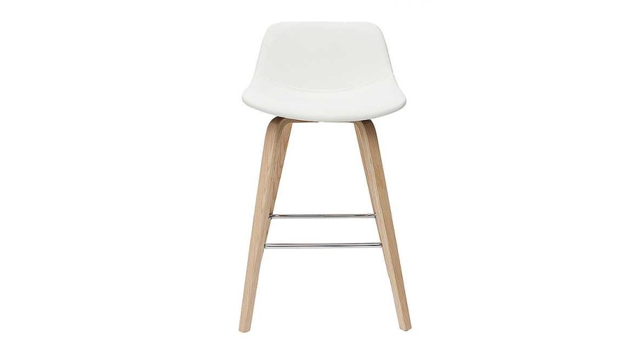 Chaise & Tabouret Miliboo Tabouret De Bar | Tabourets De Bar Design Blanc Et Bois Clair H65 Cm (Lot De 2) Nonie