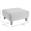 Canap & Fauteuil Miliboo | Pouf Repose-Pieds En Tissu Effet Velours Textur Beige Et Bois Clair Massif L75 Cm Odeon