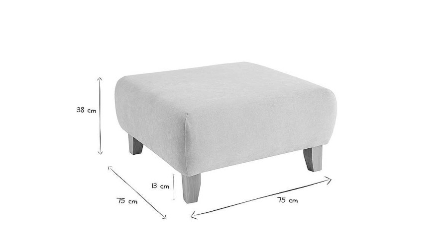 Canap & Fauteuil Miliboo | Pouf Repose-Pieds En Tissu Effet Velours Textur Beige Et Bois Clair Massif L75 Cm Odeon