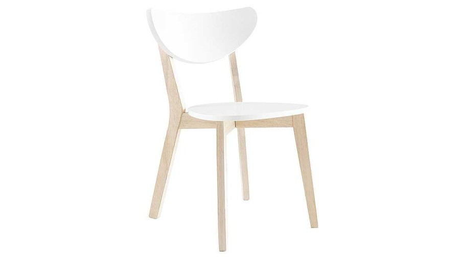 Chaise & Tabouret Miliboo Chaise Design | Chaises Scandinaves Blanc Et Bois Clair (Lot De 2) Leena