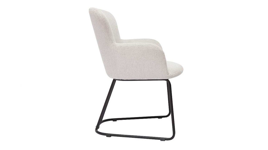 Chaise & Tabouret Miliboo Chaise Design | Chaise En Tissu Effet Velours Textur Beige Et M Tal Noir Britt