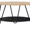 Table Miliboo | Table Basse Ronde Bois Manguier Massif Et M Tal Noir D80 Cm Priya