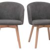 Chaise & Tabouret Miliboo Chaise Design | Chaises Scandinaves En Tissu Effet Velours Gris Et Bois Clair Massif (Lot De 2) Vanity