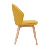 Chaise & Tabouret Miliboo Chaise Design | Chaises Design En Tissu Effet Velours Jaune Moutarde Et Bois Clair (Lot De 2) Fanette