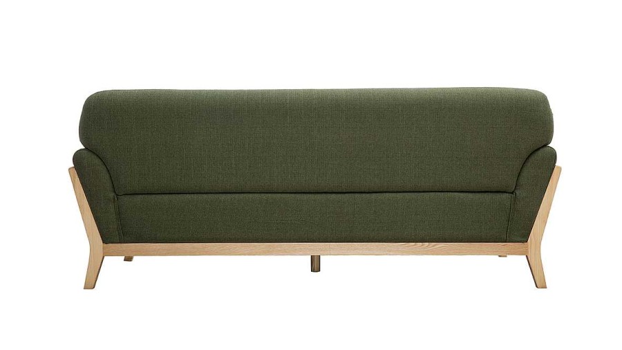 Canap & Fauteuil Miliboo Canap Design | Canap Scandinave 3 Places En Tissu Vert Kaki Et Bois Clair Yoko