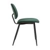 Chaise & Tabouret Miliboo Chaise Design | Chaises En Tissu Velours Vert Et M Tal Noir (Lot De 2) Tobias