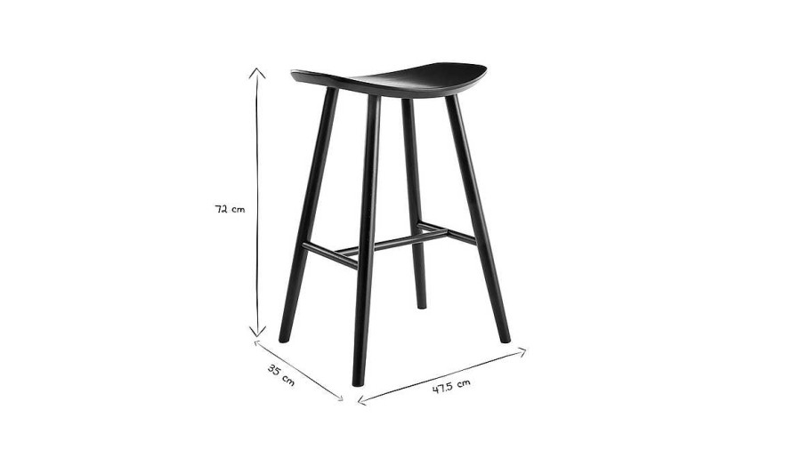 Chaise & Tabouret Miliboo Tabouret De Bar | Tabouret De Bar Design Noir 72 Cm Demory