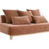 Canap & Fauteuil Miliboo Canap Design | Canap 3 Places En Tissu Effet Velours Textur Terracotta Et Bois Clair L200 Cm Odeon