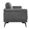 Canap & Fauteuil Miliboo Canap Design | Canap Design 3 Places En Tissu Effet Velours Textur Gris Et M Tal Noir Mosco