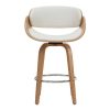 Chaise & Tabouret Miliboo Tabouret De Bar | Tabouret De Bar Pivotant Blanc Et Bois Clair 65 Cm Bent