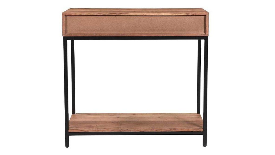 Table Miliboo | Console Avec Rangements 2 Tiroirs En Bois Massif Et M Tal Noir L80 Cm Axelle