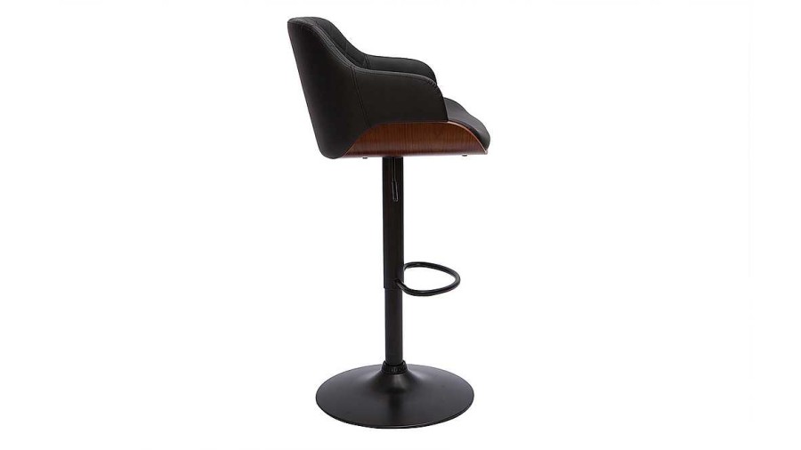 Chaise & Tabouret Miliboo Tabouret De Bar | Tabouret De Bar Design R Glable Noir Et Bois Fonc Lucien