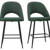 Chaise & Tabouret Miliboo Tabouret De Bar | Tabourets De Bar En Tissu Effet Velours Textur Vert H65 Cm (Lot De 2) Cosette