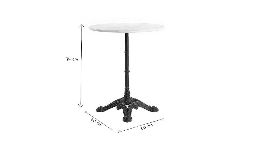 Table Miliboo | Table Bistrot Ronde En Marbre Blanc Et M Tal Noir L60 Cm Conty