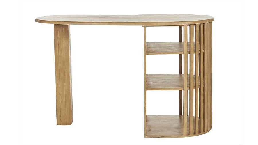 Table Miliboo | Table De Bar Avec Rangements En Bois Manguier Massif H90 Cm Lobio