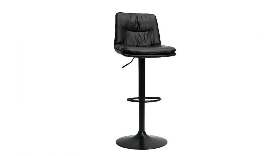 Chaise & Tabouret Miliboo Tabouret De Bar | Tabourets De Bar R Glables En Polyur Thane Noir Et M Tal Noir (Lot De 2) Zuck