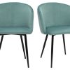 Chaise & Tabouret Miliboo Chaise Design | Chaises Design En Tissu Velours Vert C Ladon Et M Tal Noir (Lot De 2) Vanity