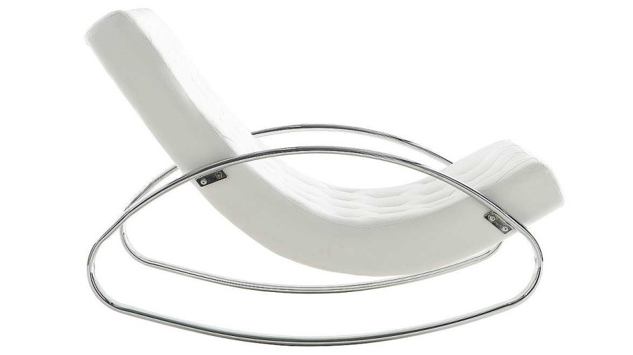 Canap & Fauteuil Miliboo Rocking Chair | Rocking Chair Design Blanc Et Acier Chrom Chesty