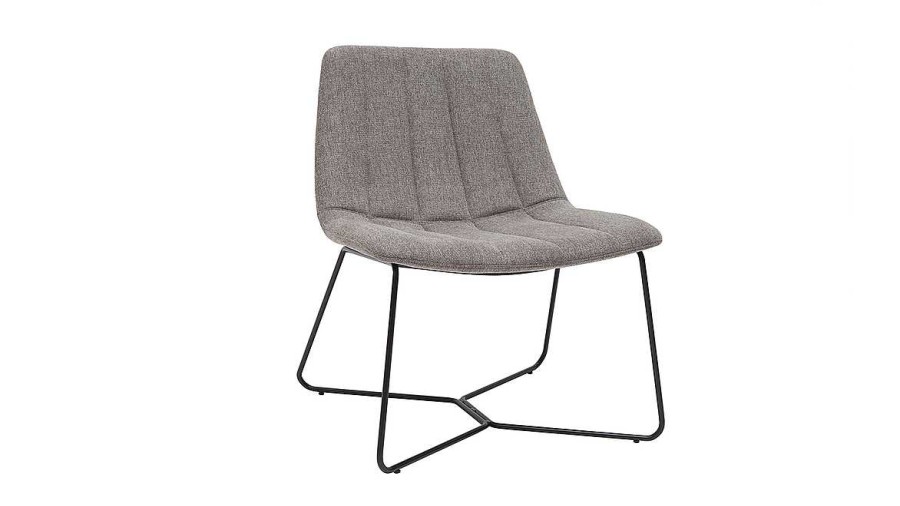 Canap & Fauteuil Miliboo Fauteuil Design | Fauteuil Design En Tissu Effet Velours Textur Gris Et M Tal Noir Farrow