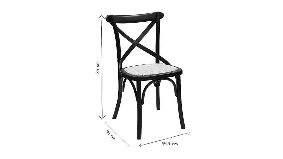 Chaise & Tabouret Miliboo Chaise Design | Chaises Bistrot En Bois Noir Et Cannage En Rotin (Lot De 2) Marcel