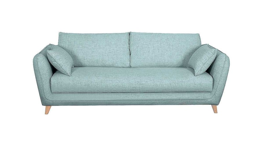 Canap & Fauteuil Miliboo Canap Convertible | Canap Convertible Scandinave 3 Places En Tissu Bleu Glacier Avec Matelas 10 Cm Creep