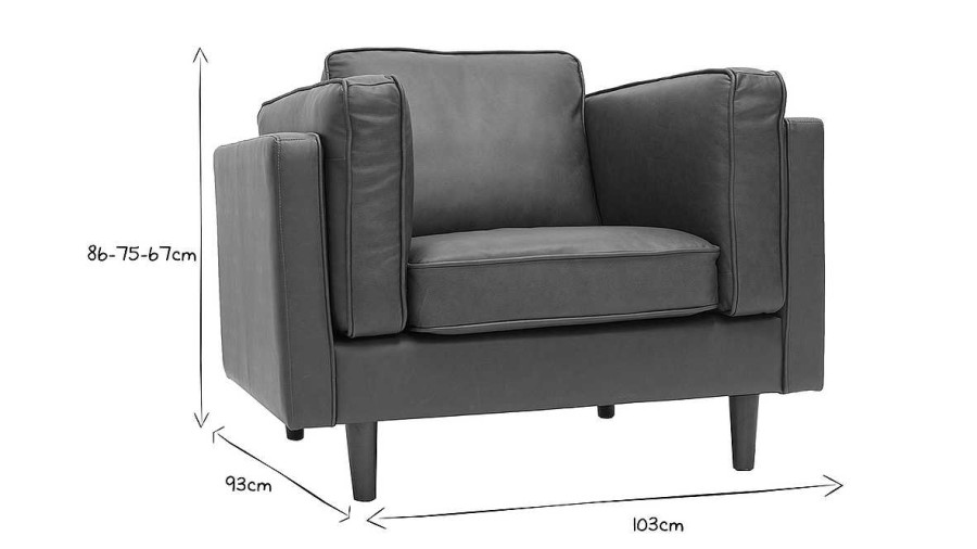 Canap & Fauteuil Miliboo Fauteuil Design | Fauteuil Vintage Cuir Marron Bradley