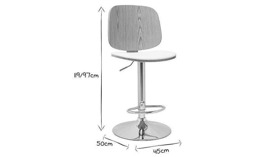 Chaise & Tabouret Miliboo Tabouret De Bar | Tabouret De Bar Ajustable Design Blanc Et Bois Clair Beck