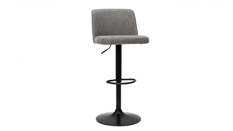 Chaise & Tabouret Miliboo Tabouret De Bar | Tabourets De Bar R Glables En Tissu Effet Velours Textur Gris Et M Tal Noir (Lot De 2) Monti