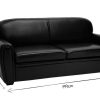 Canap & Fauteuil Miliboo Canap Convertible | Canap Convertible Vintage 3 Places Cuir Marron Et Bois Noir Avec Matelas 9 Cm Club